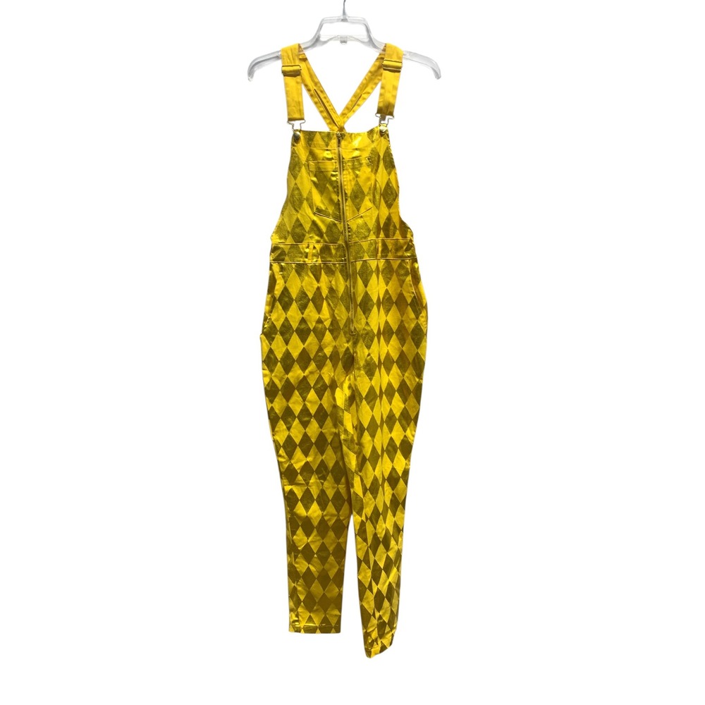 Spirit Halloween Harley Quinn Birds of Prey Gold Harlequin Overalls Large NEW